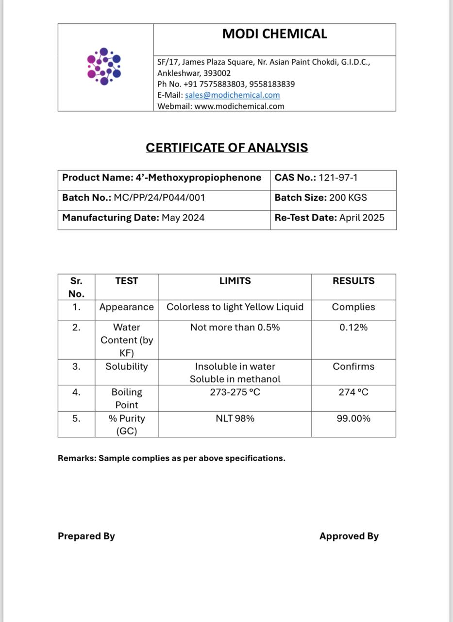 4'-Methoxy Propiophenone price in India - Modi Chemical